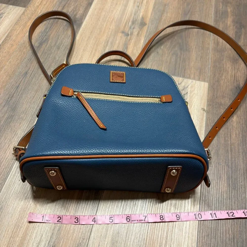 Dooney & Bourke Backpack Pebble Grain Jeans Blue Leather Pocket Adjustable Strap